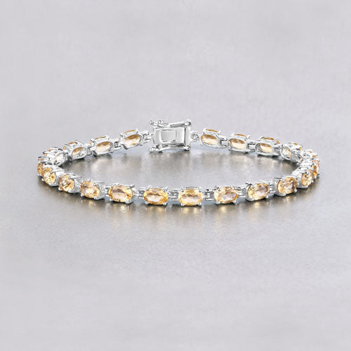 Pulsera de Plata de Ley con Citrino Genuino de 9.03 Quilates