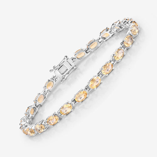 Pulsera de Plata de Ley con Citrino Genuino de 9.03 Quilates