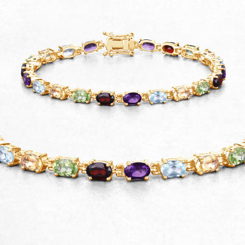 8.96 Carat Genuine Multi-Stone .925 Sterling Silver Bracelet