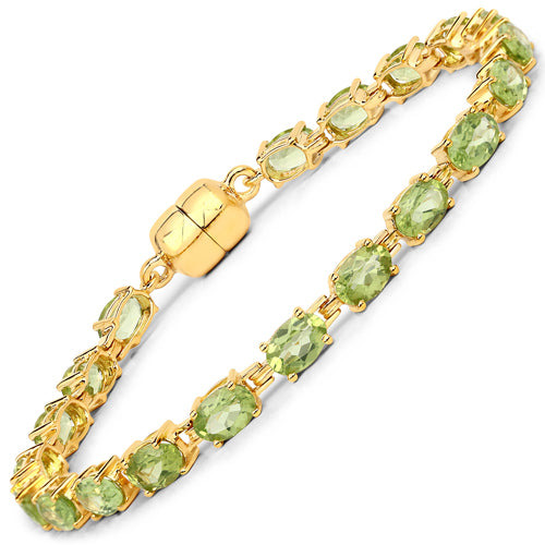 Pulsera de Peridoto Baño de Oro Amarillo de 18K en Plata de Ley