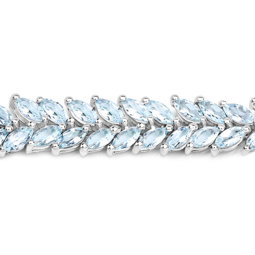 10.12 Carat Genuine Aquamarine Sterling Silver Bracelet