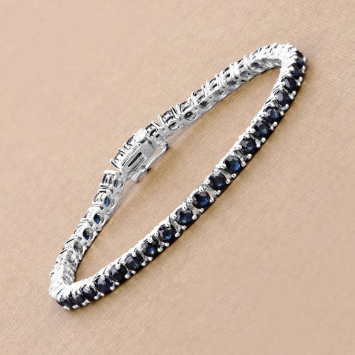 Bracelet en argent sterling avec saphirs bleus de 8,36 carats