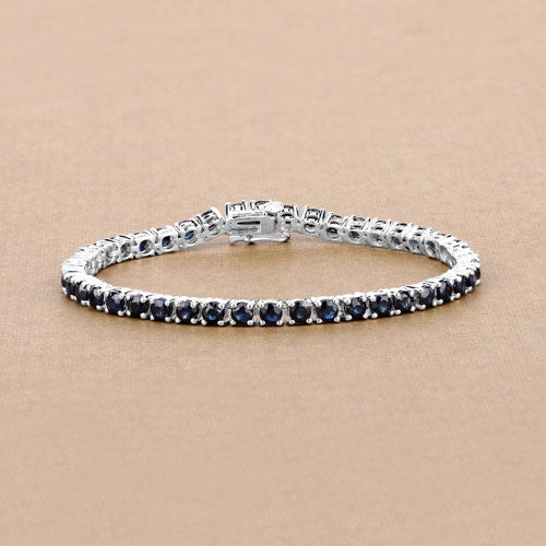 Bracelet en argent sterling avec saphirs bleus de 8,36 carats