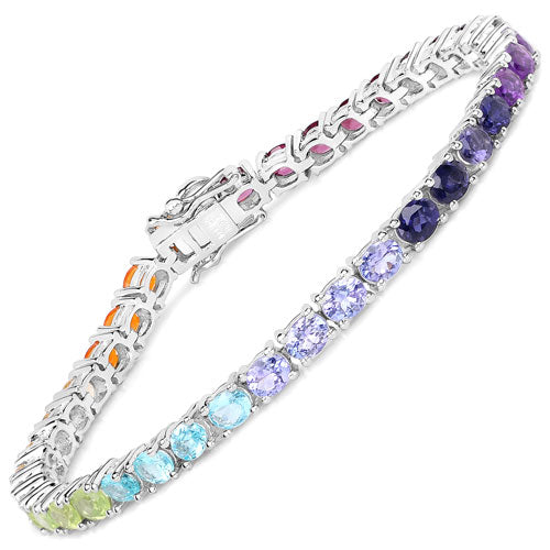 Bracelet en argent sterling .925 avec pierres multi-facettes de 12,04 carats