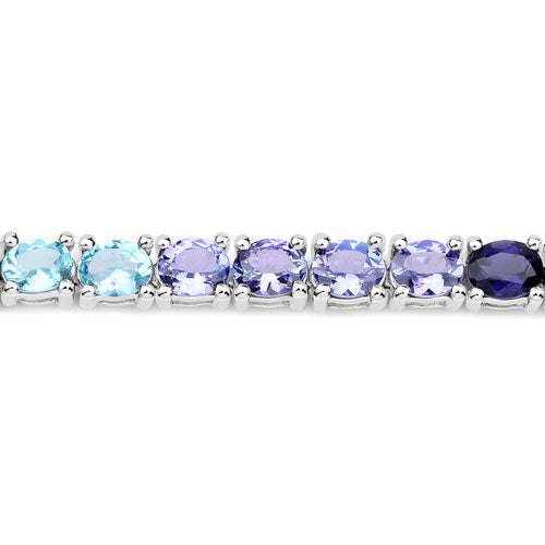 Bracelet en argent sterling .925 avec pierres multi-facettes de 12,04 carats