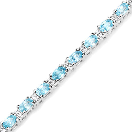 8.84 Carat Genuine Blue Zircon & Topaz Sterling Silver Bracelet