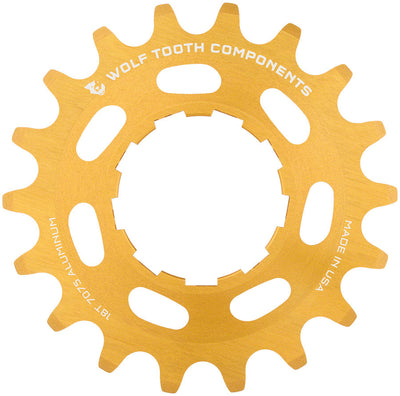 Cog de aluminio de una sola velocidad Wolf Tooth - 18t dorado