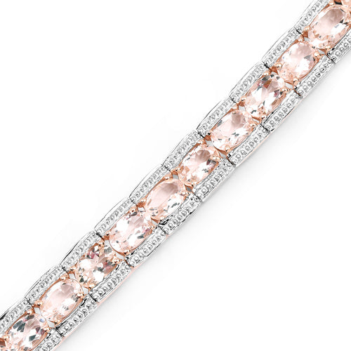 Pulsera de Morganita Genuina Baño de Oro Rosa de 18K en Plata de Ley
