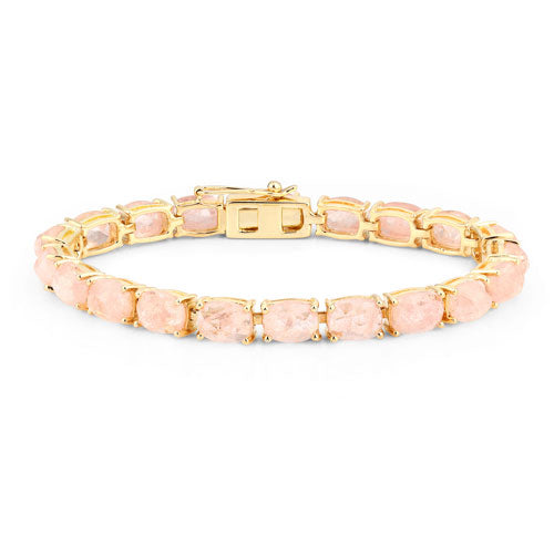 Pulsera de plata esterlina de morganita genuina de 34.50 quilates
