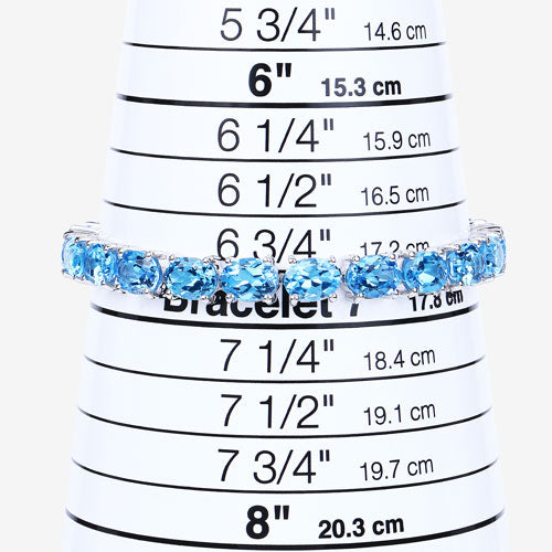 Pulsera de Topacio Azul Suizo Genuino de 35.20 Quilates en Plata Esterlina