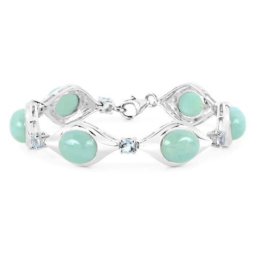 Bracelet en argent sterling avec aquamarine véritable de 39,72 carats