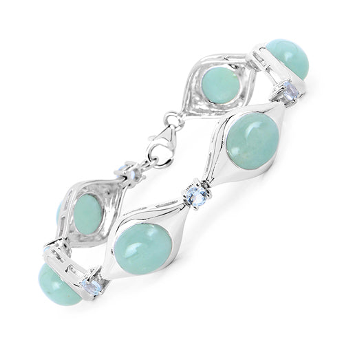 Bracelet en argent sterling avec aquamarine véritable de 39,72 carats