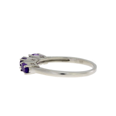 Genuine .70ct Amethyst Diamond Ring in Sterling Silver