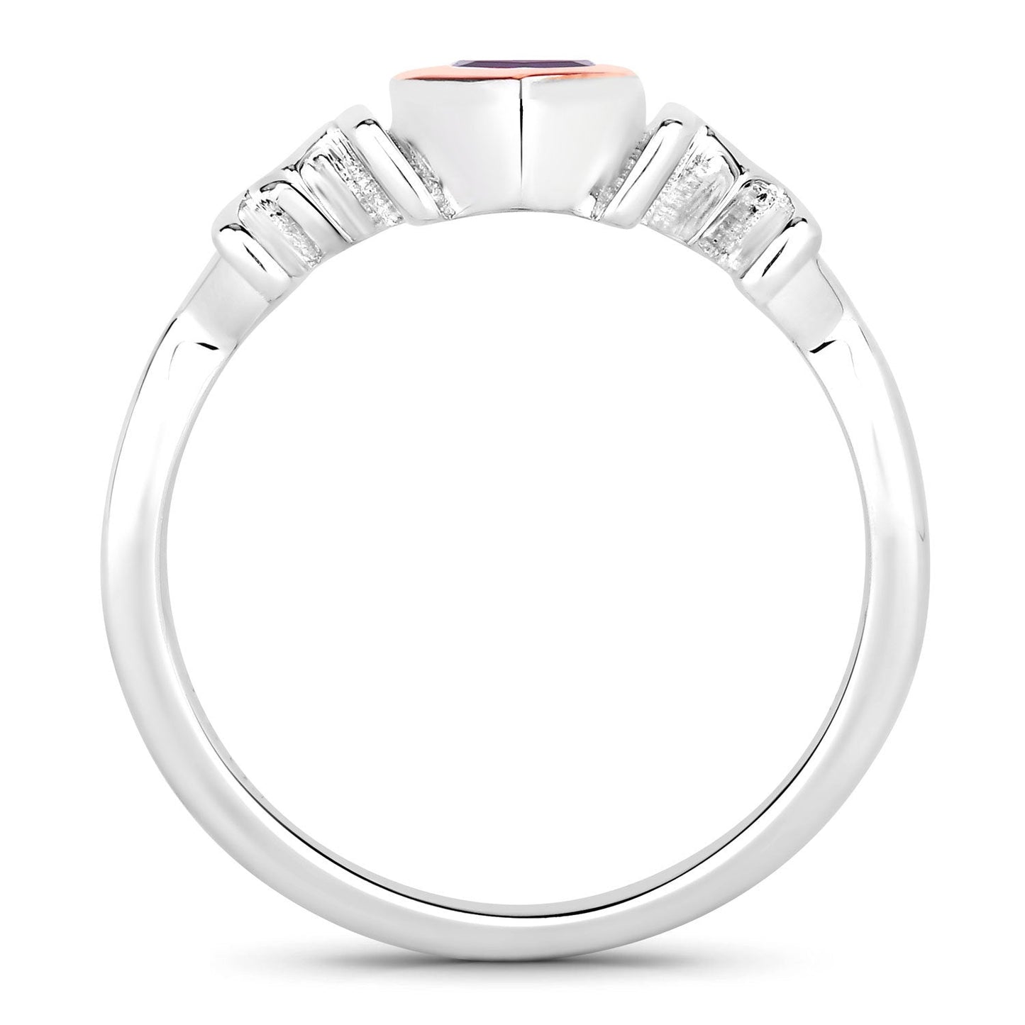 Anillo de Amatista Genuina de 0.43 Quilates en Plata Esterlina .925