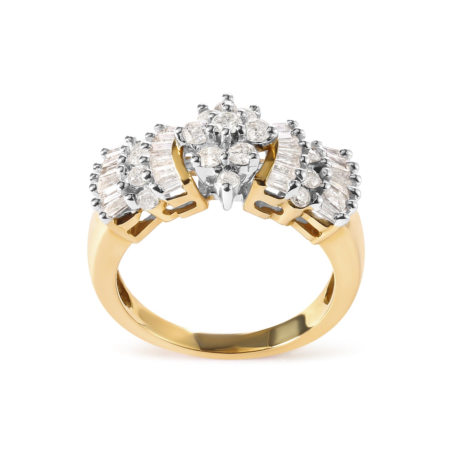 10K Yellow Gold 1.00 Cttw Diamond Starburst Ring - Size 7