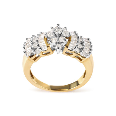 10K Yellow Gold 1.00 Cttw Diamond Starburst Ring - Size 7