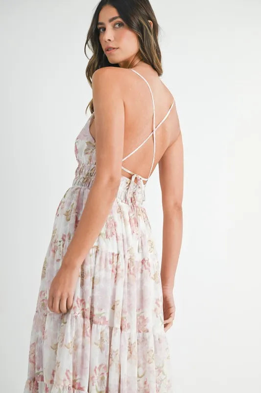 Vestido Maxi de Verano con Tirantes y Estampado Floral