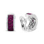 Boucles d'oreilles créoles huggie en or blanc 18K et rhodium noir avec diamants et rubis