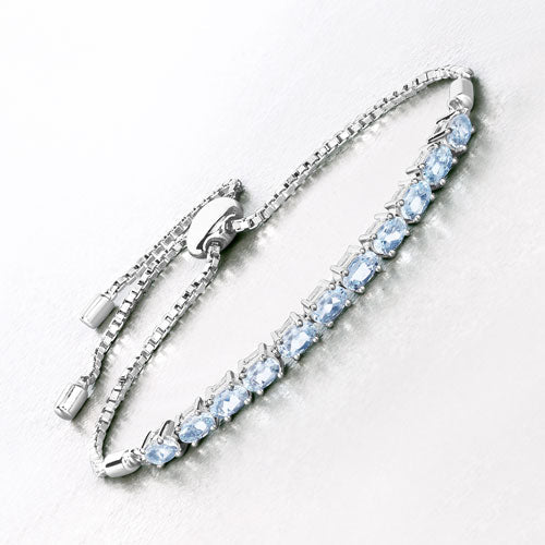 Elegant 2.20 Carat Aquamarine Sterling Silver Bracelet