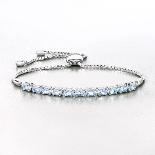 Elegant 2.20 Carat Aquamarine Sterling Silver Bracelet