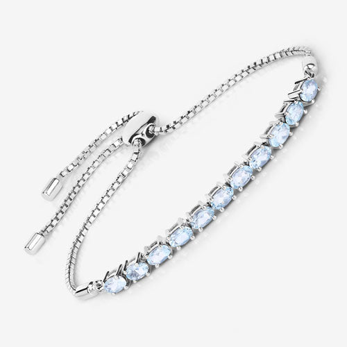 Elegant 2.20 Carat Aquamarine Sterling Silver Bracelet