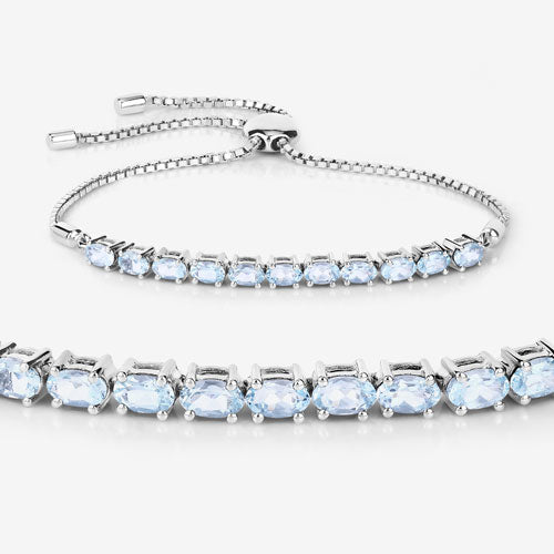 Elegant 2.20 Carat Aquamarine Sterling Silver Bracelet