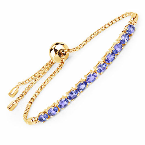 Bracelet en argent sterling .925 avec tanzanite véritable de 2,29 carats