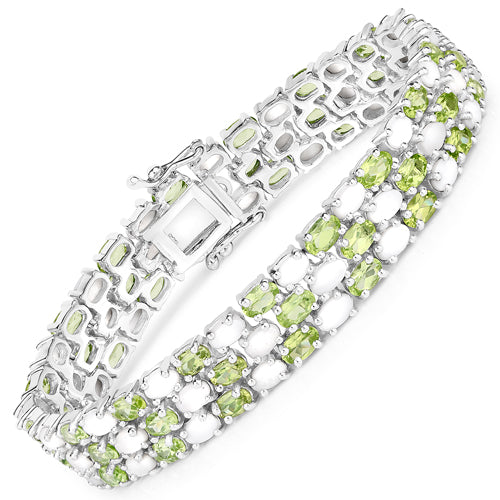Bracelet en argent sterling avec opale et péridot de 19,73 carats