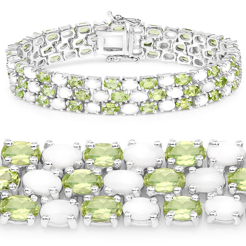 Bracelet en argent sterling avec opale et péridot de 19,73 carats