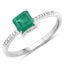 Bague de fiançailles en or blanc 14K avec émeraude zambienne de 0,64 carat et diamants