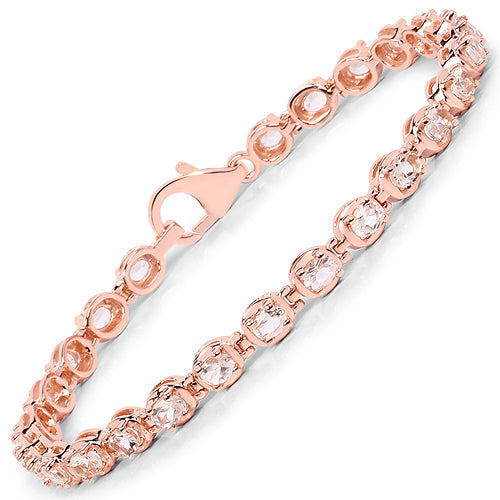3.75 Carat Genuine Morganite Sterling Silver Bracelet