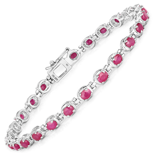 Pulsera de Rubí Genuino de 5.50 Quilates en Plata Esterlina .925