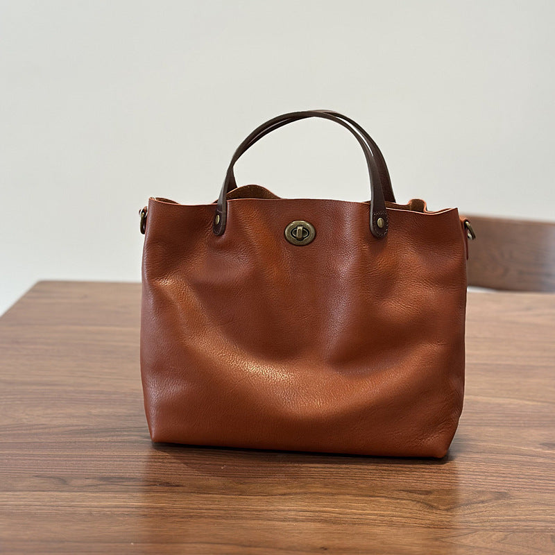 Sac à main shopper en cuir véritable pour femmes