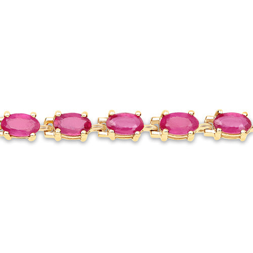Bracelet de tennis en argent sterling plaqué or jaune 14K avec rubis