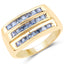 Bague en cluster en saphir bleu plaqué or jaune 14K
