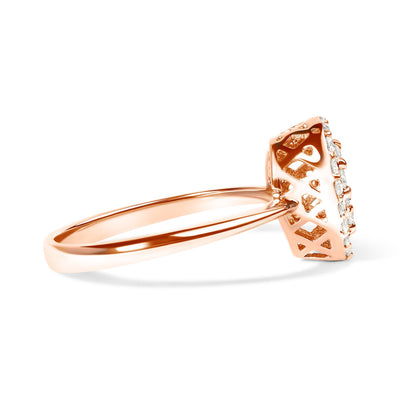 Bague de promesse en or rose 10K avec diamants ronds de 3/8 cttw - Taille 7