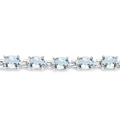 Pulsera de plata esterlina con aguamarina genuina de 8.80 quilates