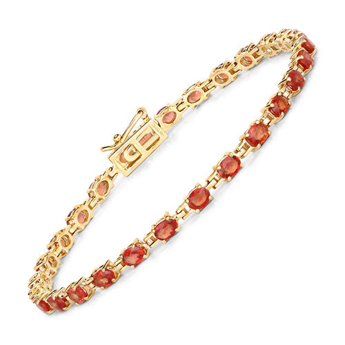 Bracelet en saphir orange véritable de 7,00 carats en or jaune 14K