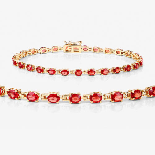 Bracelet en saphir orange véritable de 7,00 carats en or jaune 14K