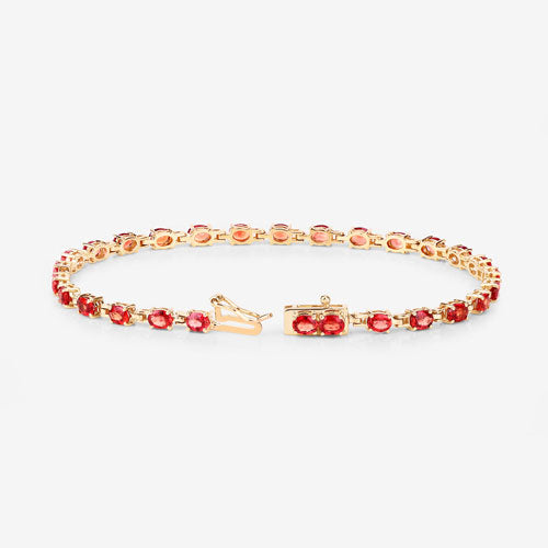 Bracelet en saphir orange véritable de 7,00 carats en or jaune 14K