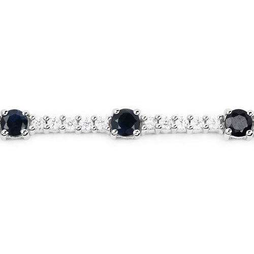 Bracelet en saphir bleu véritable de 6,21 carats et zircon blanc
