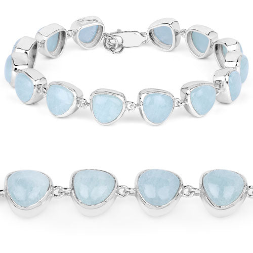 Pulsera de Plata Esterlina con Aguamarina de 25.90 Quilates