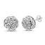Pendientes de Stud de Halo Floral con Diamantes en Clúster de Plata Esterlina .925