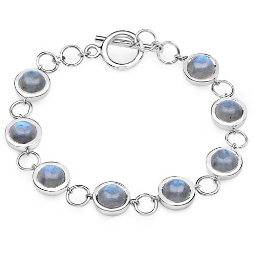 Bracelet en argent sterling .925 avec labradorite véritable de 15,48 carats