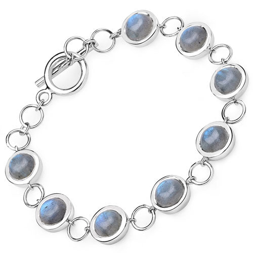 Bracelet en argent sterling .925 avec labradorite véritable de 15,48 carats