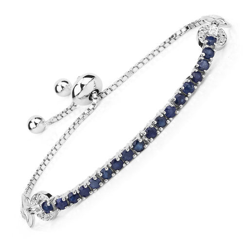Bracelet en saphir bleu véritable de 2,41 carats et zircon blanc