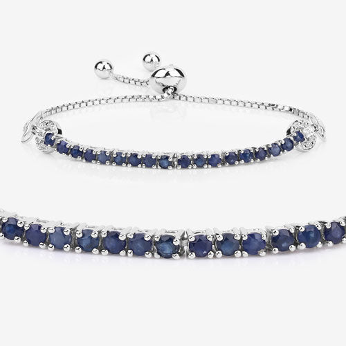 Bracelet en saphir bleu véritable de 2,41 carats et zircon blanc