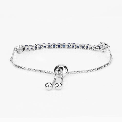 Bracelet en saphir bleu véritable de 2,41 carats et zircon blanc