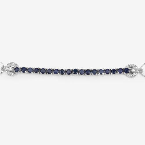 Bracelet en saphir bleu véritable de 2,41 carats et zircon blanc