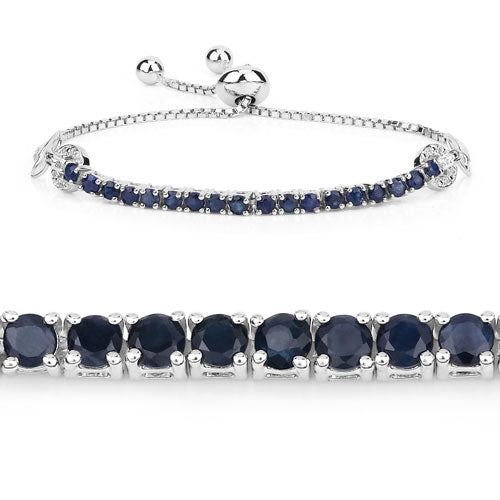 Bracelet en saphir bleu véritable de 2,41 carats et zircon blanc